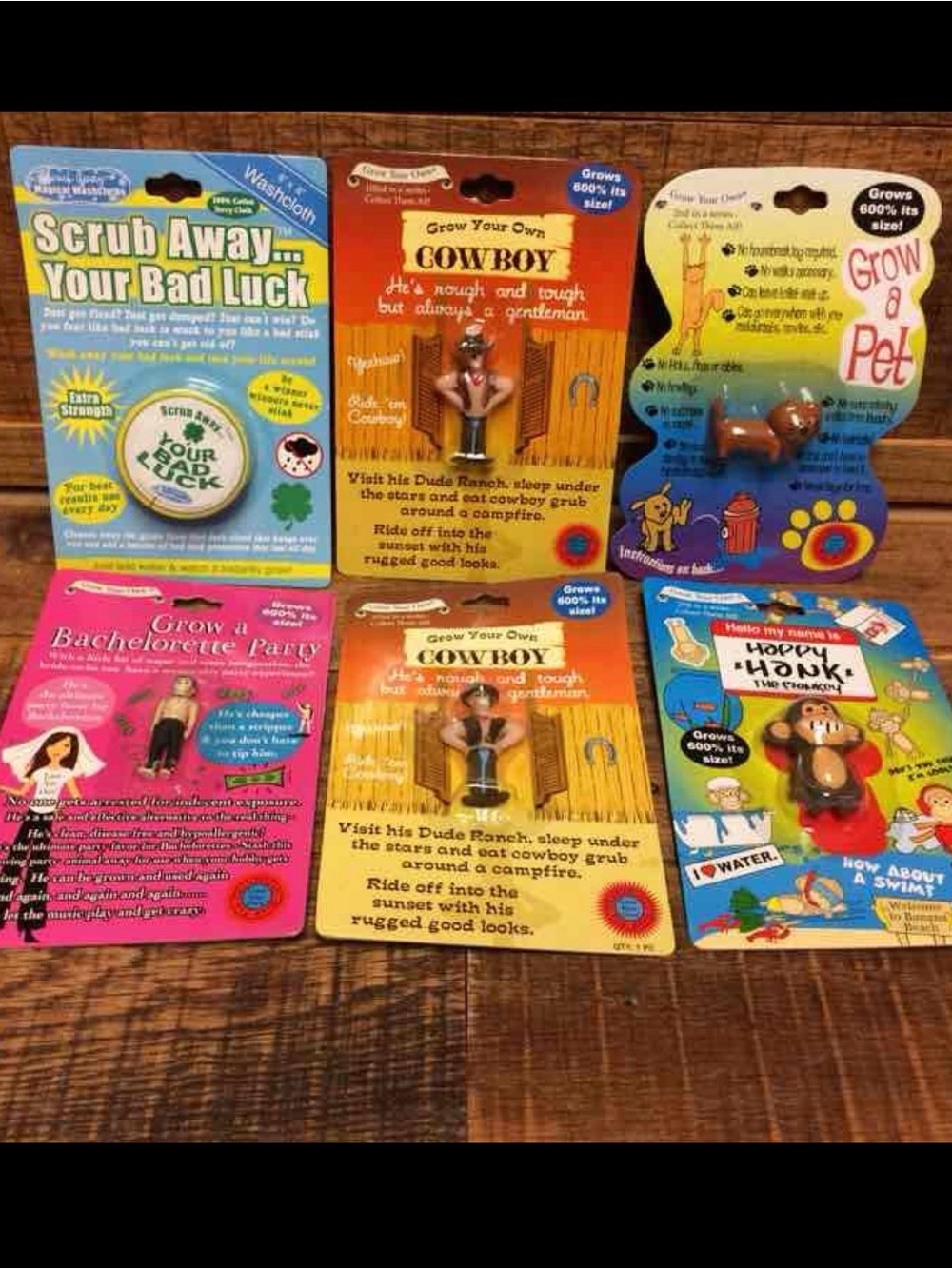 Set of 6 Grow Your Own Novelty Items Bachelorette Cowboys Pet Monkey Washcloth